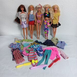 Barbie Bundle Vintage 80s And 90s With Clothes Outfits Swimsuit Jacket Long Hair